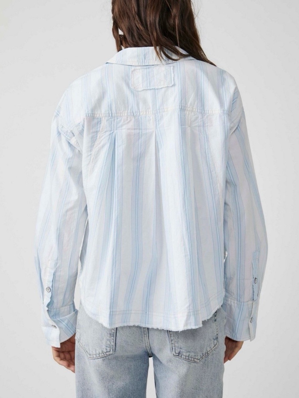 Free People Pale Blue Striped Button-Down Shirt - Picture 2 of 9